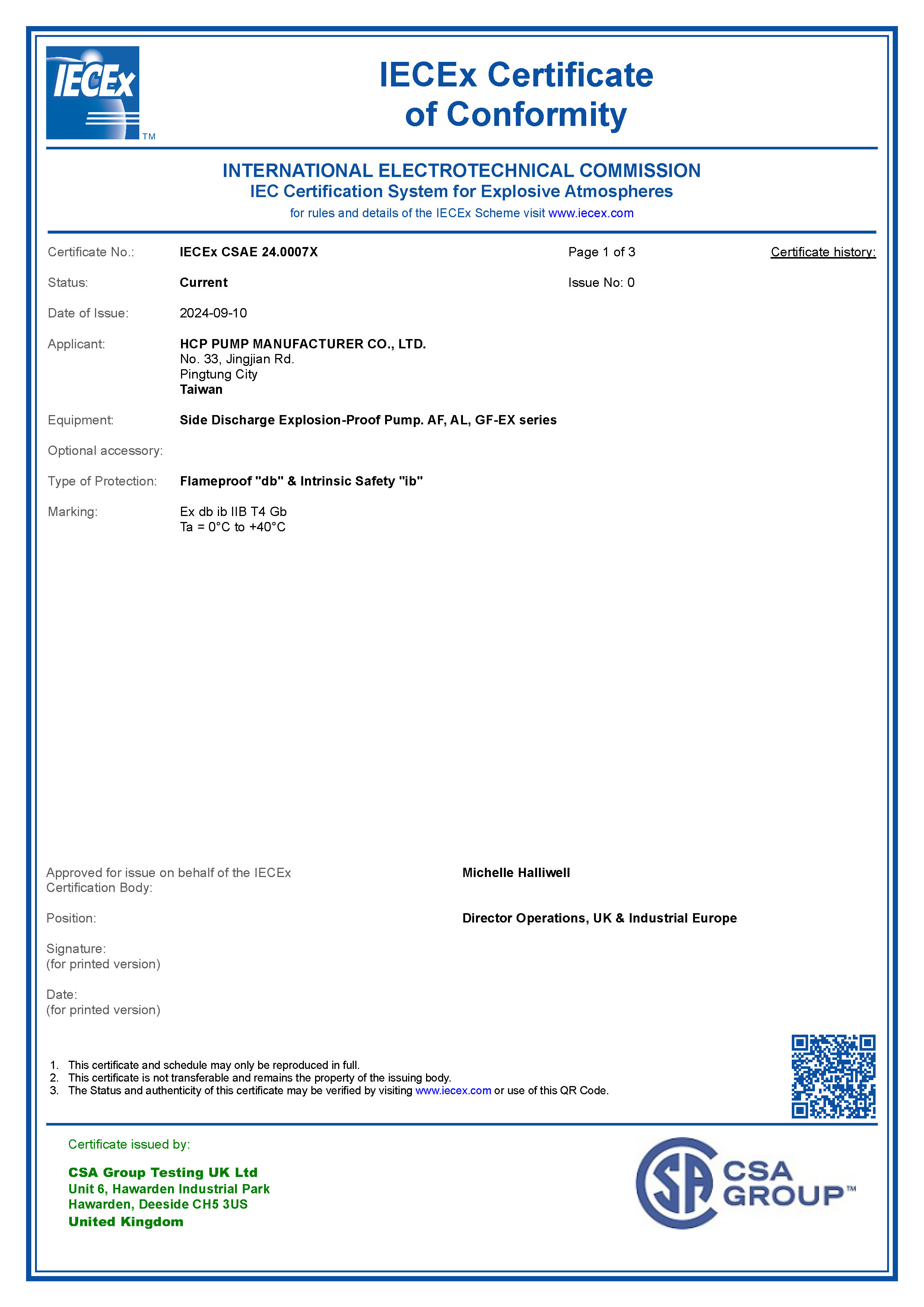 IECEx Certificate of Conformity